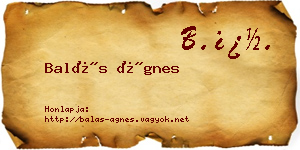 Balás Ágnes névjegykártya